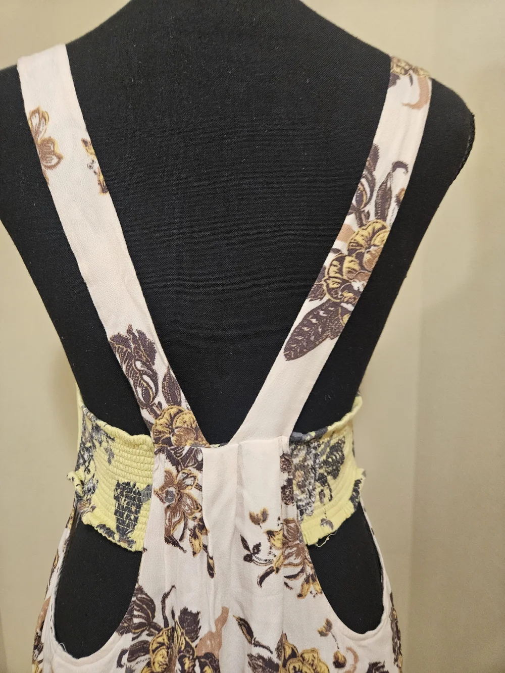 Free People Yellow and Cream Floral Tie-Front Midi Dress